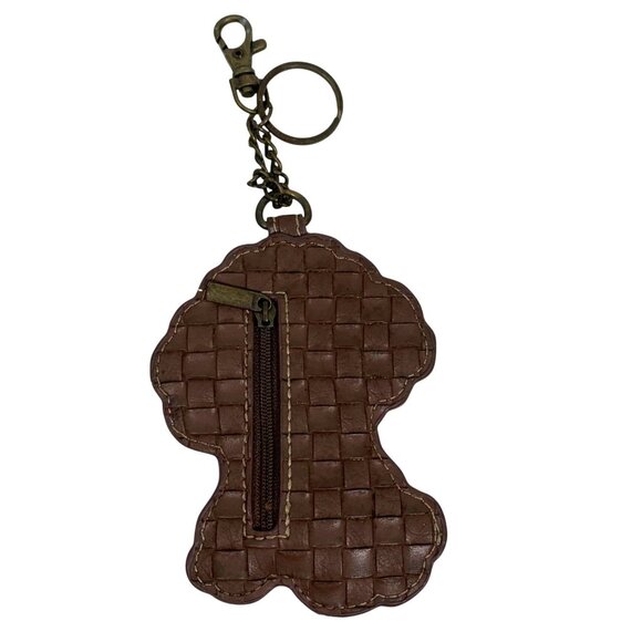 CUTE Chala Handbags Dog Keychain Coin Purse Faux Leather Woven Poodle Bucshon - Picture 2 of 5